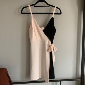 New Look Light Pink and Black Wrap Dress